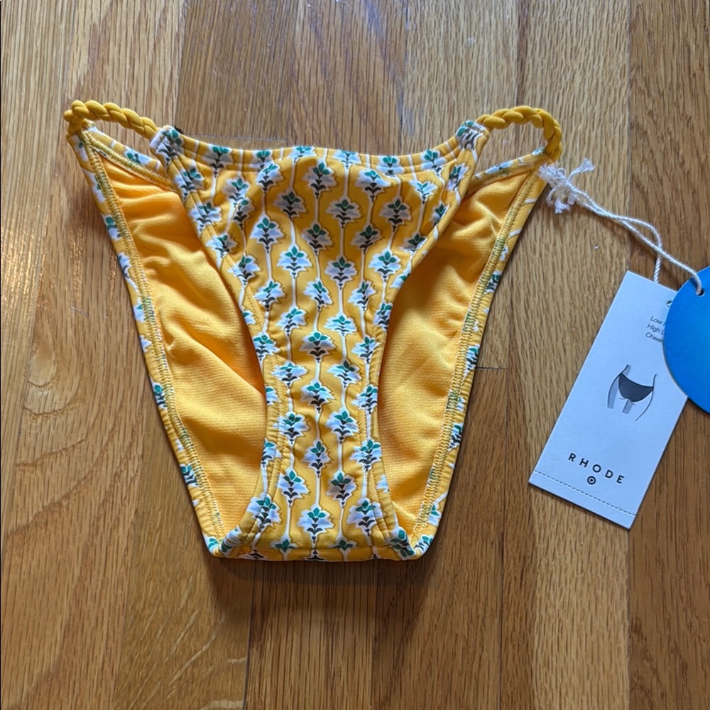 RHODE Yellow and Blue Floral Bikini Bottom
